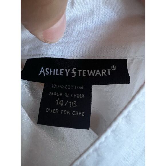 Ashley Stewart Womens Plus Size 14 16 Animal Print Oversized Shirt Tiger White - Picture 5 of 7